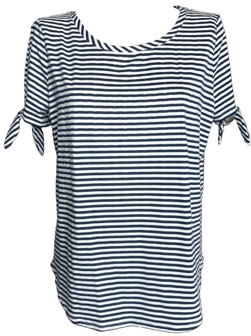 Rose + Olive Navy Striped Tie Sleeve Tee